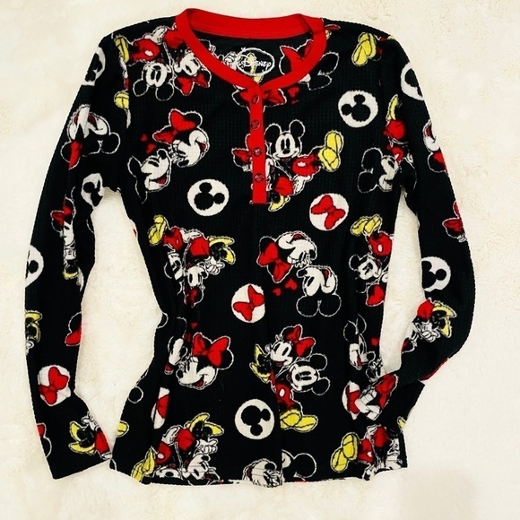 Disney Black Fleece Mickey & Minnie Mouse 2 Piece Pajama Lounge Sleepwear Set - Picture 3 of 9